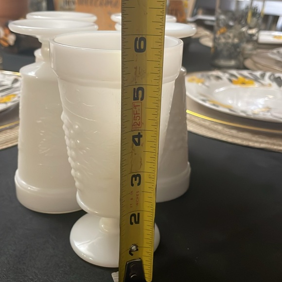 Footed Milk Glass Grapevine Goblets - Picture 4 of 12